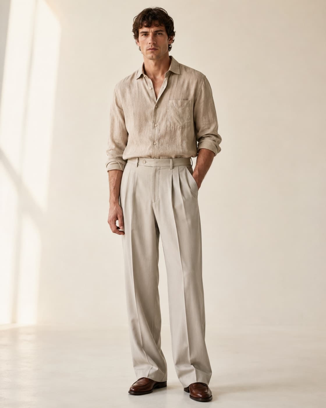 Pleated Wide-Leg Trousers